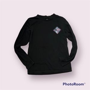 Dutch Bros Logo T-Shirt Long Sleeve Black with Floral Patch Size Small